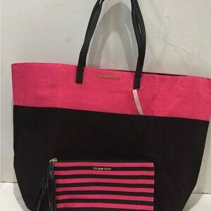 Victoria's Secret Pink and Black Tote with Pouch